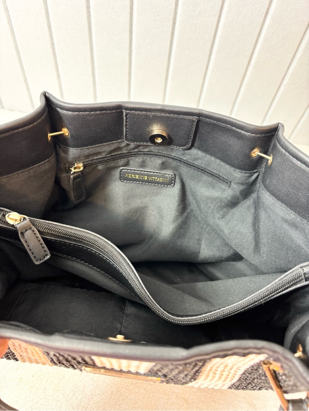 Adrienne Vittadini-The Sag Harbor Collection Straw Tote With Pouch. - Picture 8 of 10